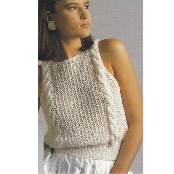 Vintage Jackets & Blazers - Butter Yellow Cable Knit Vest sleeveless sweater vest high neck muscle cut